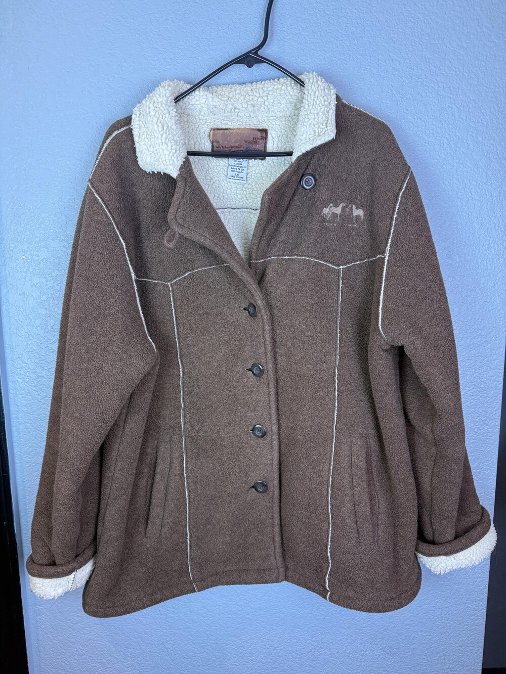 Outback Trading Alpine Ponies Parka Jacket Mens Large Brown Sherpa Lined Western